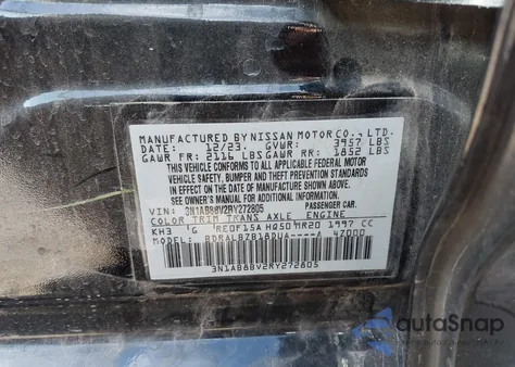 2024 Nissan Sentra S Xtronic Cvt из США, поврежденный, VIN 3N1AB8BV2RY272805